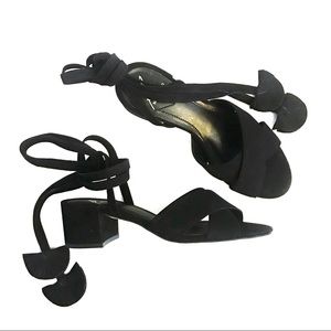 Brian Atwood Sz 6 Black Nubuck Sandals NWOT